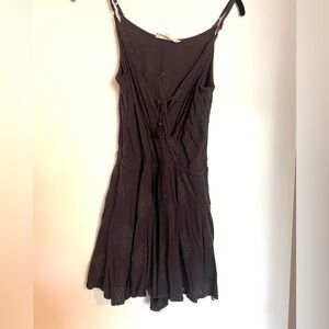 Lovestitch Dark Gray Mini Romper with Lace Accents